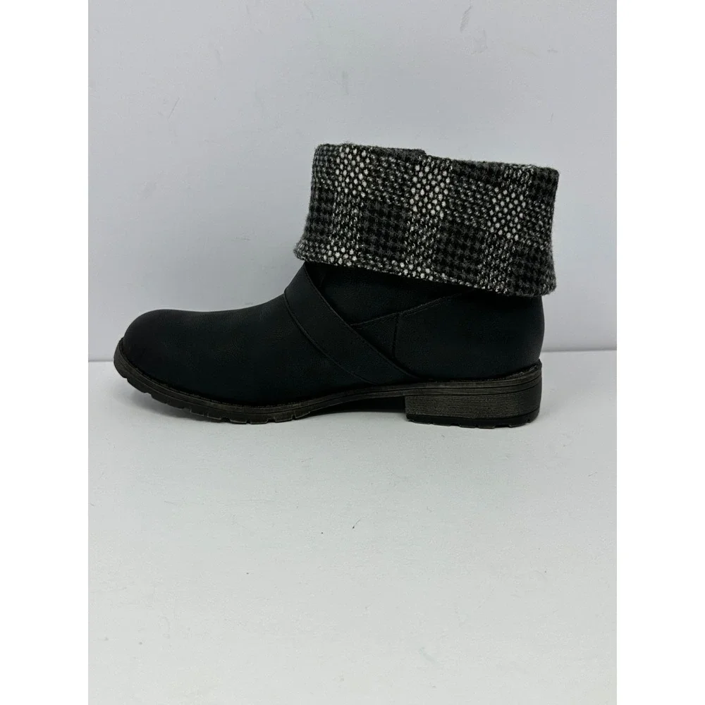 Rocket Dog Womens 7.5 Gray Bentley Tweed Sweater Cuff Zip Ankle Boots Booties P7